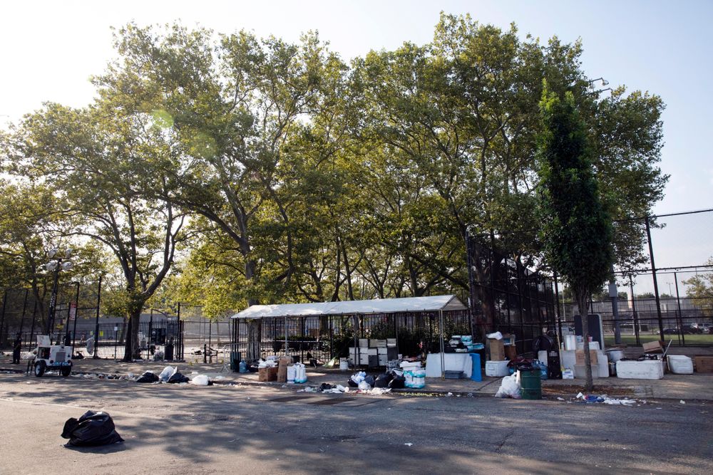 The remains of a party remain litter a playground in the Brownsville neighborhood in the Brooklyn borough of New York, Sunday, July 28, 2019. Police said, one man was killed and at least 11 others were injured in a shooting late Saturday night at the park. (AP Photo/Mark Lennihan) The remains of a party remain litter a playground in the Brownsville neighborhood in the Brooklyn borough of New York, Sunday, July 28, 2019. Police said, one man was killed and at least 11 others were injured in a shooting late Saturday night at the park. (AP Photo/Mark Lennihan)