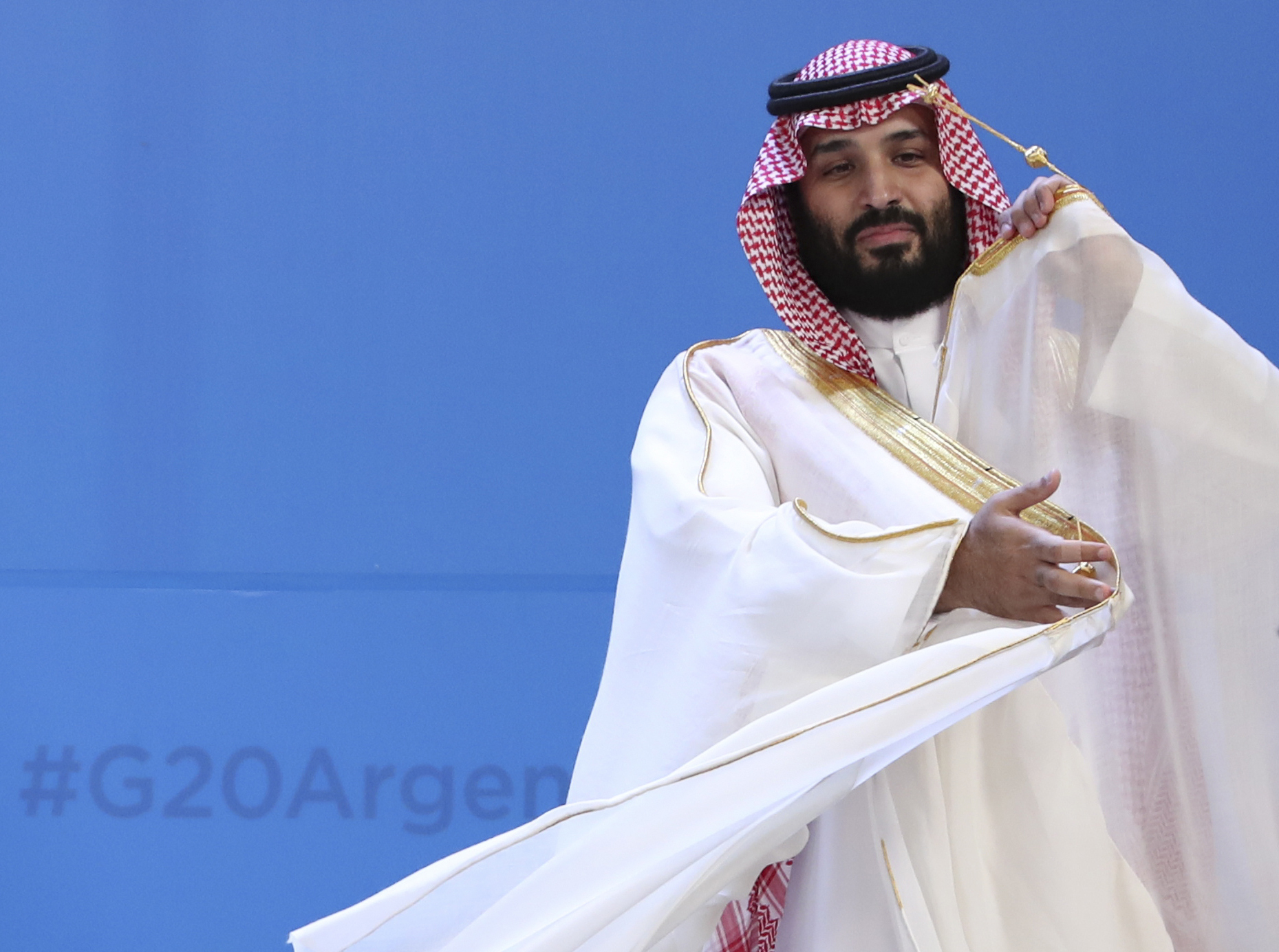 FILE - In this file photo dated Friday, Nov. 30, 2018, Saudi Arabia's Crown Prince Mohammed bin Salman adjusts his robe as leaders gather for the group at the G20 Leader's Summit at the Costa Salguero Center in Buenos Aires, Argentina. Saudi Arabia’s Royal Court reported Wednesday Jan 30, 2019, an anti-corruption sweep headed by Crown Prince Mohammed bin Salman, that saw top Saudi princes, businessmen and officials detained, has concluded after netting 400 billion Saudi riyals ($106.6 billion) for the government and has helped cement the crown prince’s grip on power. (AP Photo/Ricardo Mazalan, FILE) FILE - In this file photo dated Friday, Nov. 30, 2018, Saudi Arabia's Crown Prince Mohammed bin Salman adjusts his robe as leaders gather for the group at the G20 Leader's Summit at the Costa Salguero Center in Buenos Aires, Argentina. Saudi Arabia’s Royal Court reported Wednesday Jan 30, 2019, an anti-corruption sweep headed by Crown Prince Mohammed bin Salman, that saw top Saudi princes, businessmen and officials detained, has concluded after netting 400 billion Saudi riyals ($106.6 billion) for the government and has helped cement the crown prince’s grip on power. (AP Photo/Ricardo Mazalan, FILE)