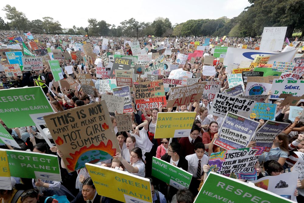 Thousands of protestors, many of them school students, gather in Sydney, Friday, Sept. 20, 2019, calling for action to guard against climate change. Australia's acting Prime Minister Michael McCormack has described ongoing climate rallies as Thousands of protestors, many of them school students, gather in Sydney, Friday, Sept. 20, 2019, calling for action to guard against climate change. Australia's acting Prime Minister Michael McCormack has described ongoing climate rallies as