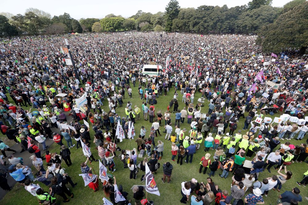 Thousands of protestors, many of them school students, gather in Sydney, Friday, Sept. 20, 2019, calling for action to guard against climate change. Australia's acting Prime Minister Michael McCormack has described ongoing climate rallies as Thousands of protestors, many of them school students, gather in Sydney, Friday, Sept. 20, 2019, calling for action to guard against climate change. Australia's acting Prime Minister Michael McCormack has described ongoing climate rallies as