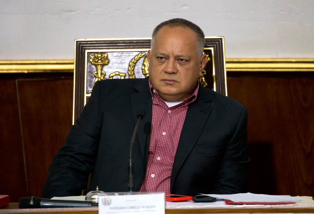 FILE - In this April 2, 2019 file photo, Diosdado Cabello, Venezuela's socialist party boss and president of the National Constituent Assembly attends a session in Caracas, Venezuela. Cuban Foreign Minister Bruno Rodríguez said Friday, June 7, that he met with Cabello, who took an unannounced trip to the island. Cabello arrived in Cuba a day prior for what local media called discussions about the left-wing Sao Paulo forum in Caracas next month. (AP Photo/Ariana Cubillos, File) FILE - In this April 2, 2019 file photo, Diosdado Cabello, Venezuela's socialist party boss and president of the National Constituent Assembly attends a session in Caracas, Venezuela. Cuban Foreign Minister Bruno Rodríguez said Friday, June 7, that he met with Cabello, who took an unannounced trip to the island. Cabello arrived in Cuba a day prior for what local media called discussions about the left-wing Sao Paulo forum in Caracas next month. (AP Photo/Ariana Cubillos, File)