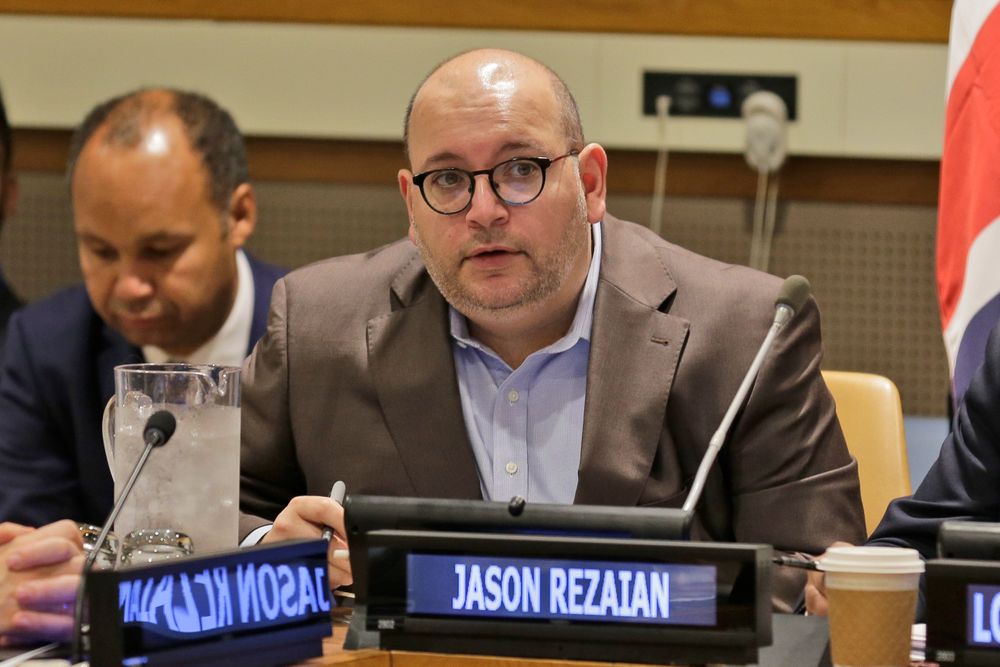 FILE - In this Sept. 25, 2019, file photo, Washington Post journalist Jason Rezaian participates in a panel discussion on media freedom at United Nations headquarters. A U.S. federal judge on Friday, Nov. 22, 2019, awarded Rezaian and his family nearly $180 million in their lawsuit against Iran over his captivity and torture while being held on internationally criticized espionage charges. (AP Photo/Seth Wenig, File) FILE - In this Sept. 25, 2019, file photo, Washington Post journalist Jason Rezaian participates in a panel discussion on media freedom at United Nations headquarters. A U.S. federal judge on Friday, Nov. 22, 2019, awarded Rezaian and his family nearly $180 million in their lawsuit against Iran over his captivity and torture while being held on internationally criticized espionage charges. (AP Photo/Seth Wenig, File)