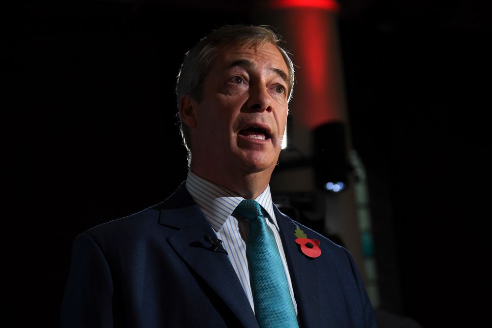 Brexit Party leader Nigel Farage speaks to the media as he launches his party's manifesto ahead of the upcoming General Election, in London, Friday, Nov. 1, 2019. Farage kicked off the Brexit Party campaign Friday for Britain's December general election.(AP Photo/Alberto Pezzali) Brexit Party leader Nigel Farage speaks to the media as he launches his party's manifesto ahead of the upcoming General Election, in London, Friday, Nov. 1, 2019. Farage kicked off the Brexit Party campaign Friday for Britain's December general election.(AP Photo/Alberto Pezzali)