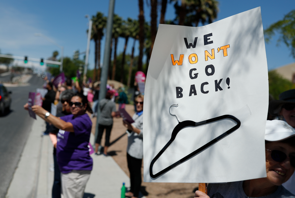 People rally in support of abortion rights Tuesday, May 21, 2019, in Las Vegas. Some Democratic-led states are taking steps to enshrine the right to an abortion should the U.S. Supreme Court ever overturn the 1973 Roe v Wade decision. Among them are Nevada, New York and Vermont. (AP Photo/John Locher) People rally in support of abortion rights Tuesday, May 21, 2019, in Las Vegas. Some Democratic-led states are taking steps to enshrine the right to an abortion should the U.S. Supreme Court ever overturn the 1973 Roe v Wade decision. Among them are Nevada, New York and Vermont. (AP Photo/John Locher)