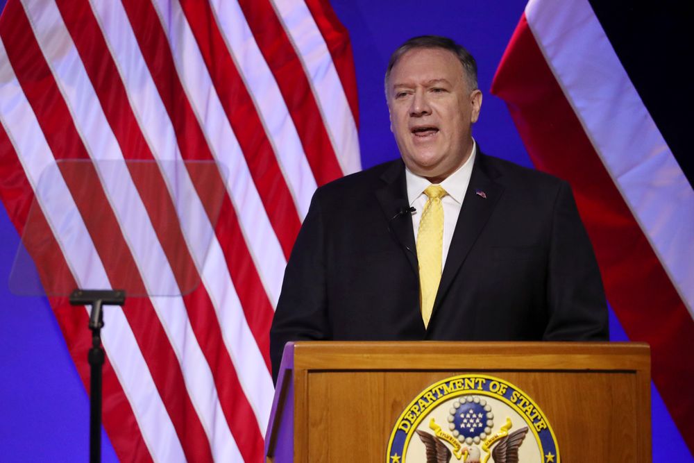 U.S. Secretary of State Mike Pompeo delivers a speech at Siam Society in Bangkok, Thailand Friday, Aug. 2, 2019 on the sidelines of the Association of Southeast Asian Nations (ASEAN) ministerial meetings. (Jonathan Ernst/Pool Photo via AP) U.S. Secretary of State Mike Pompeo delivers a speech at Siam Society in Bangkok, Thailand Friday, Aug. 2, 2019 on the sidelines of the Association of Southeast Asian Nations (ASEAN) ministerial meetings. (Jonathan Ernst/Pool Photo via AP)