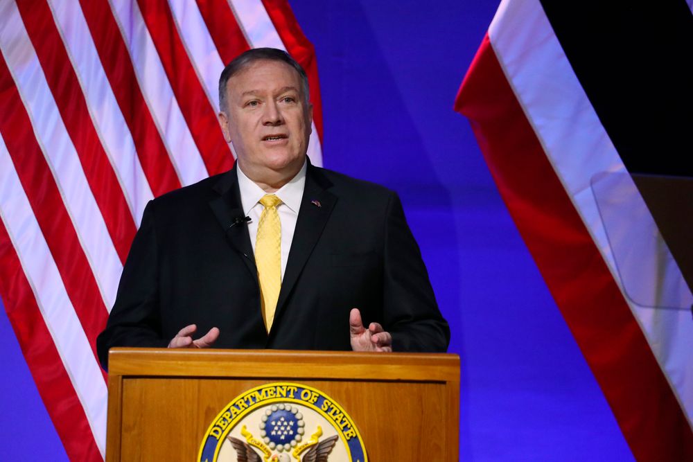 U.S. Secretary of State Mike Pompeo delivers a speech at Siam Society in Bangkok, Thailand Friday, Aug. 2, 2019 on the sidelines of the Association of Southeast Asian Nations (ASEAN) ministerial meetings. (Jonathan Ernst/Pool Photo via AP) U.S. Secretary of State Mike Pompeo delivers a speech at Siam Society in Bangkok, Thailand Friday, Aug. 2, 2019 on the sidelines of the Association of Southeast Asian Nations (ASEAN) ministerial meetings. (Jonathan Ernst/Pool Photo via AP)