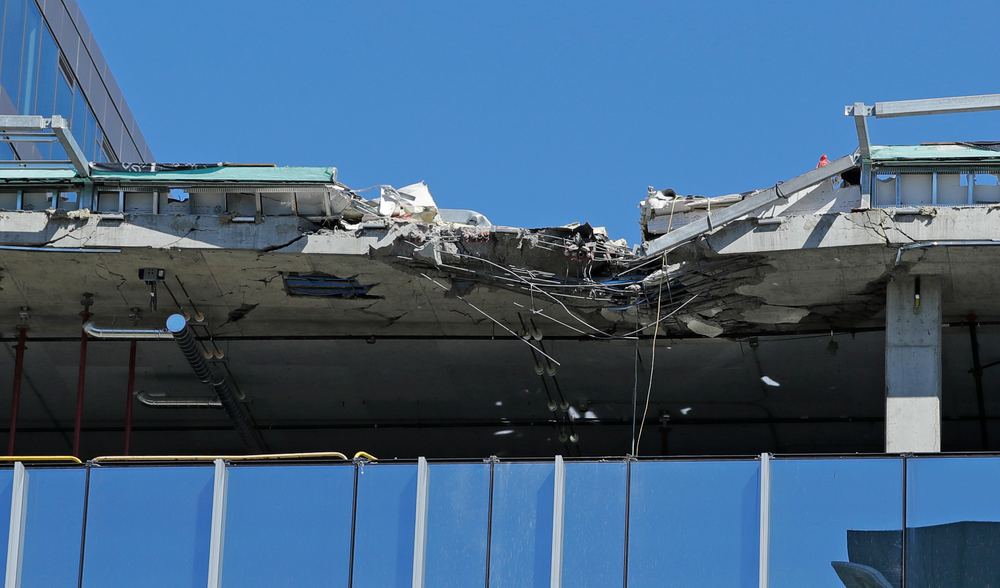 Damage to a building that was under construction when a crane collapsed on it Saturday in Seattle is shown, Monday, April 29, 2019, in Seattle. The accident killed four people. (AP Photo/Ted S. Warren) Damage to a building that was under construction when a crane collapsed on it Saturday in Seattle is shown, Monday, April 29, 2019, in Seattle. The accident killed four people. (AP Photo/Ted S. Warren)