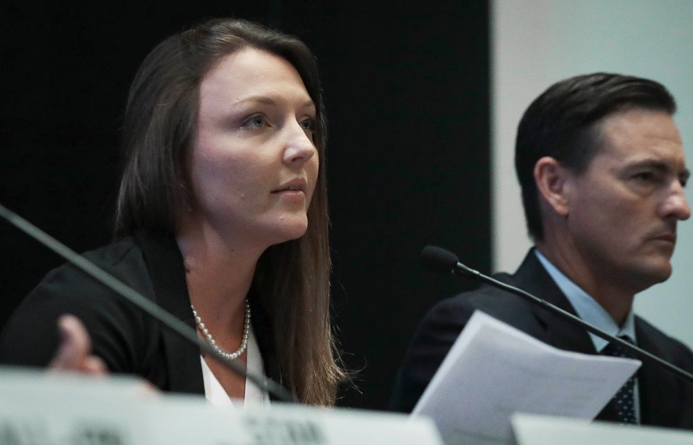 Courtney Wild, left, joined by her attorney Brad Edwards, reads a statement during a news conference, calling on victims of Jeffrey Epstein to contact the FBI or lawyers with their information, Tuesday July 16, 2019, in New York. (AP Photo/Bebeto Matthews) Courtney Wild, left, joined by her attorney Brad Edwards, reads a statement during a news conference, calling on victims of Jeffrey Epstein to contact the FBI or lawyers with their information, Tuesday July 16, 2019, in New York. (AP Photo/Bebeto Matthews)