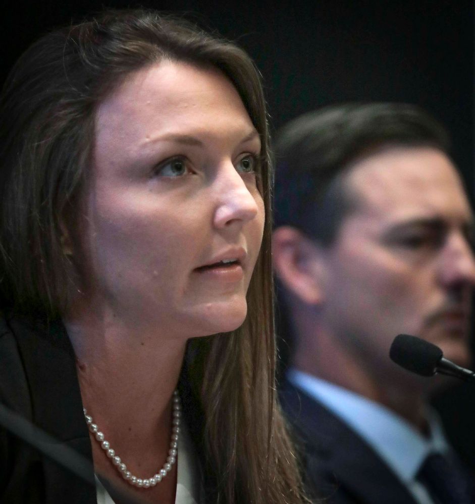 Courtney Wild, left, joined by her attorney Brad Edwards, reads a statement during a news conference, calling on victims of Jeffrey Epstein to contact the FBI or lawyers with their information, Tuesday, July 16, 2019, in New York. (AP Photo/Bebeto Matthews) Courtney Wild, left, joined by her attorney Brad Edwards, reads a statement during a news conference, calling on victims of Jeffrey Epstein to contact the FBI or lawyers with their information, Tuesday, July 16, 2019, in New York. (AP Photo/Bebeto Matthews)