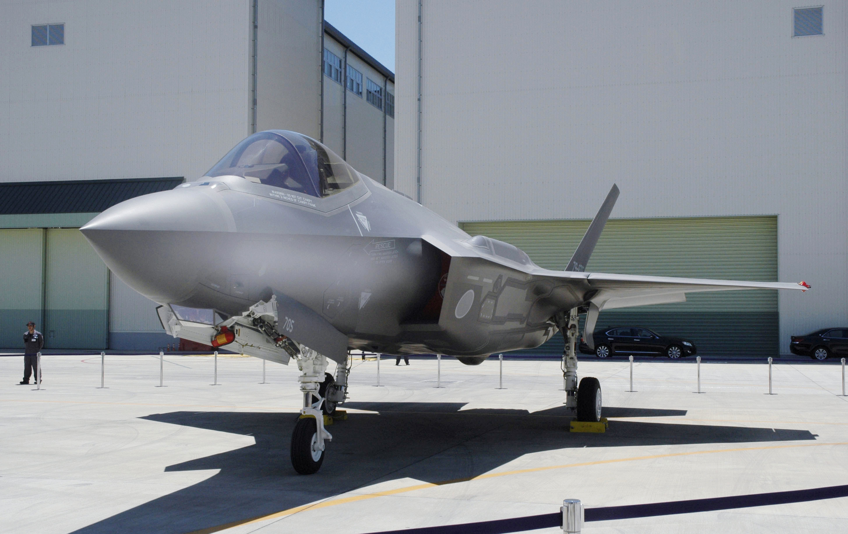This June, 2017, photo shows Japan Air Self-Defense Force's F-35A stealth jet at a factory of Mitsubishi Heavy Industries, in Toyoyama, central Japan. A search was underway for the Japanese fighter jet Tuesday, April 9, 2019, after it disappeared from radar during a flight exercise in northern Japan, defense officials said. The F-35A stealth jet, seen in the photo, went missing while flying off the eastern coast of Aomori, the Air Self-Defense Force said.(Kyodo News via AP) This June, 2017, photo shows Japan Air Self-Defense Force's F-35A stealth jet at a factory of Mitsubishi Heavy Industries, in Toyoyama, central Japan. A search was underway for the Japanese fighter jet Tuesday, April 9, 2019, after it disappeared from radar during a flight exercise in northern Japan, defense officials said. The F-35A stealth jet, seen in the photo, went missing while flying off the eastern coast of Aomori, the Air Self-Defense Force said.(Kyodo News via AP)