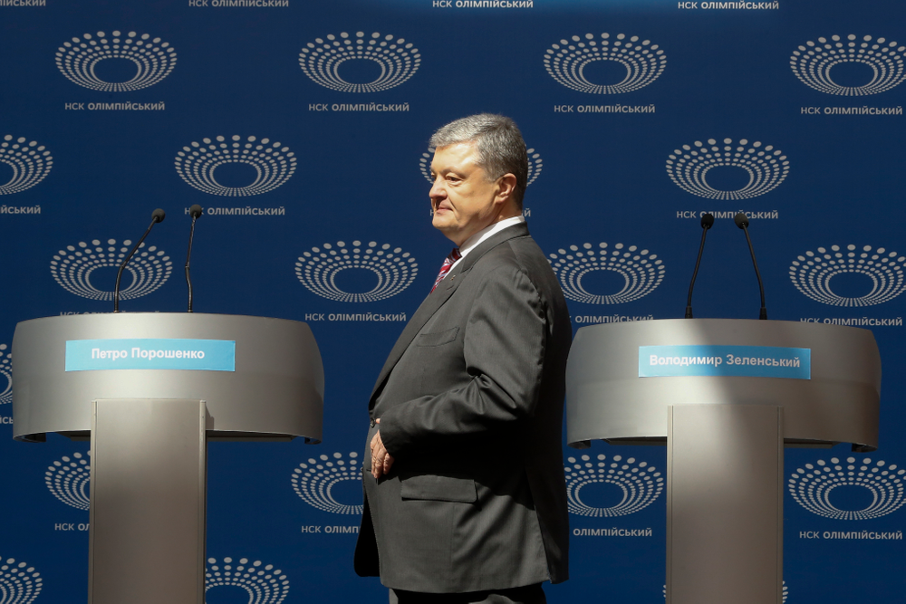 Ukrainian President Petro Poroshenko arrives to deliver his speech ahead of the presidential elections on April 21, at the Olympic stadium in Kiev, Ukraine, Sunday, April 14, 2019. With one week remaining until Ukraine's presidential election, incumbent Petro Poroshenko has come to the country's largest stadium for a proposed debate where his opponent didn't show up. (AP Photo/Efrem Lukatsky) Ukrainian President Petro Poroshenko arrives to deliver his speech ahead of the presidential elections on April 21, at the Olympic stadium in Kiev, Ukraine, Sunday, April 14, 2019. With one week remaining until Ukraine's presidential election, incumbent Petro Poroshenko has come to the country's largest stadium for a proposed debate where his opponent didn't show up. (AP Photo/Efrem Lukatsky)