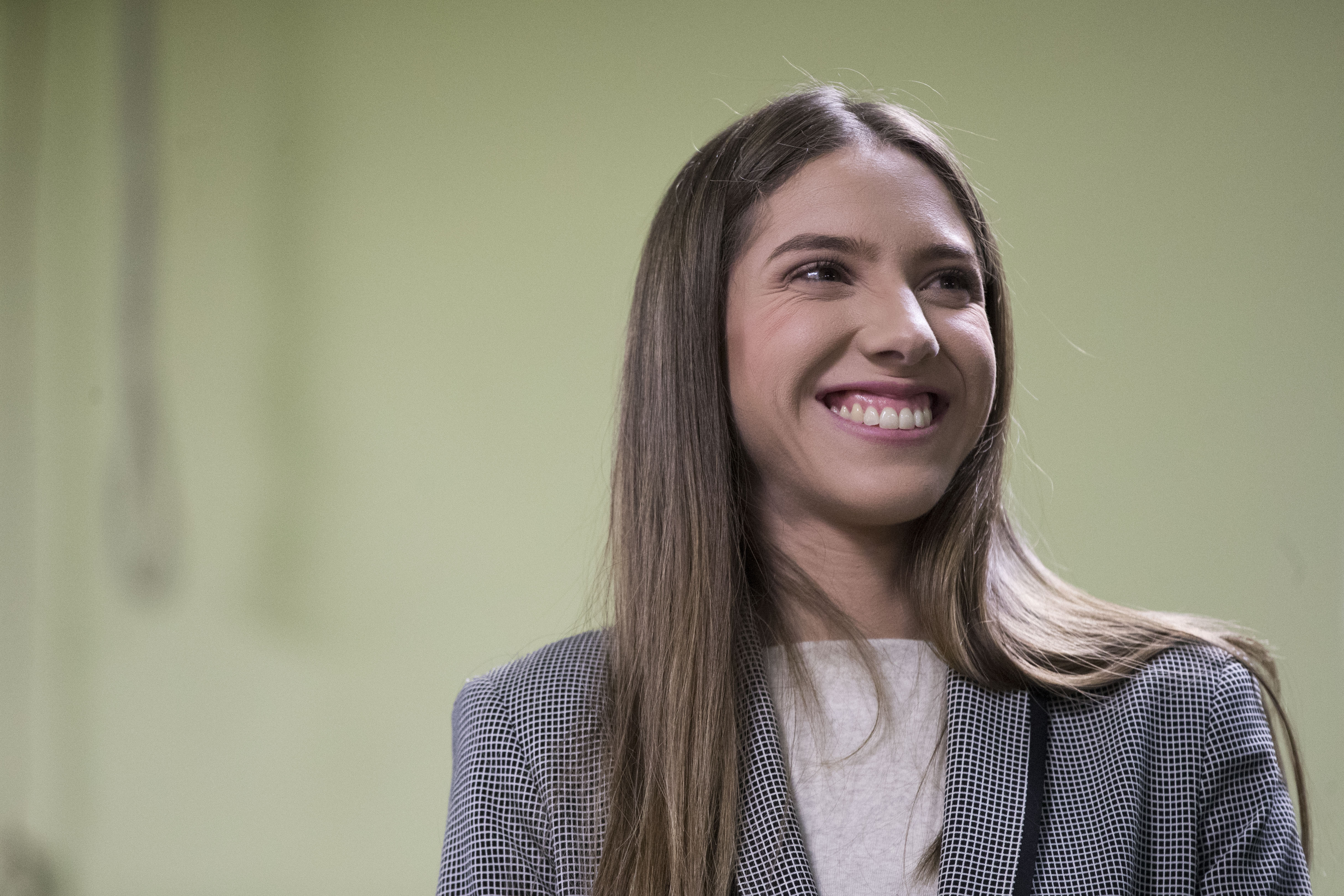 Fabiana Rosales, wife of Venezuelan opposition leader Juan Guaido, smiles as she is introduced to members of the Venezuelan community in New York after attending Mass at St. Teresa's Church on the Lower East Side of Manhattan, Tuesday, March 26, 2019. Rosales is emerging as a prominent figure in Guaido's campaign to bring change in the crisis-wracked country. (AP Photo/Mary Altaffer) Fabiana Rosales, wife of Venezuelan opposition leader Juan Guaido, smiles as she is introduced to members of the Venezuelan community in New York after attending Mass at St. Teresa's Church on the Lower East Side of Manhattan, Tuesday, March 26, 2019. Rosales is emerging as a prominent figure in Guaido's campaign to bring change in the crisis-wracked country. (AP Photo/Mary Altaffer)
