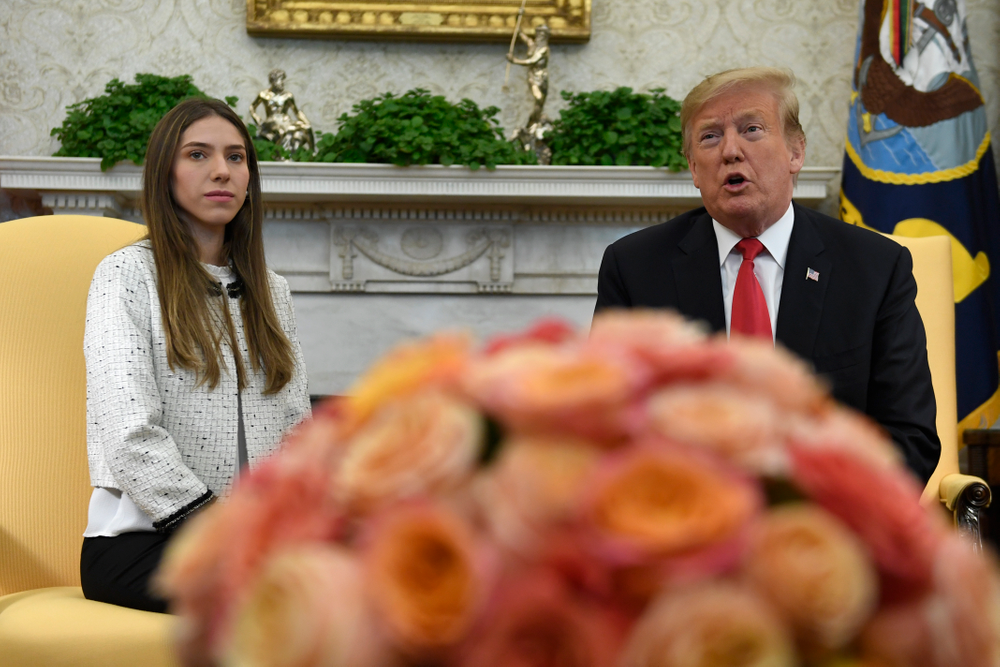 President Donald Trump, right, speaks during a meeting with Fabiana Rosales, left, a Venezuelan activist who is the wife of Venezuelan opposition leader Juan Guaido, in the Oval Office of the White House in Washington, Wednesday, March 27, 2019. (AP Photo/Susan Walsh) President Donald Trump, right, speaks during a meeting with Fabiana Rosales, left, a Venezuelan activist who is the wife of Venezuelan opposition leader Juan Guaido, in the Oval Office of the White House in Washington, Wednesday, March 27, 2019. (AP Photo/Susan Walsh)