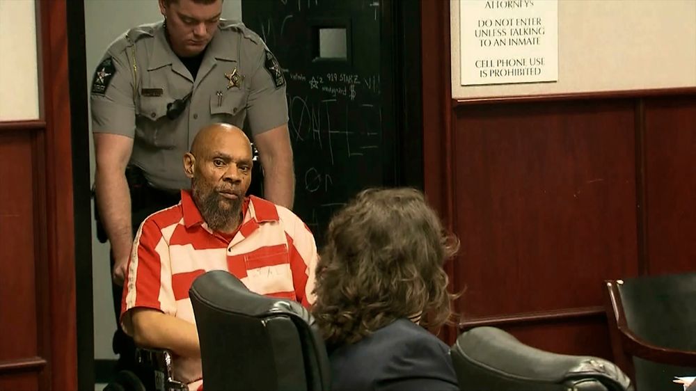 James Blackmon, 66, is brought into the courtroom for an innocence hearing on Thursday, Aug. 22, 2019 the first day of the three-day hearing in Raleigh, N.C. A three-judge panel has ruled Blackmon, convicted of killing a North Carolina college student 40 years ago is innocent. The ruling as part of North Carolina's innocence process, the judges agreed that Blackmon didn't fatally stab Helena Payton in 1979 at what's now St. Augustine's University in Raleigh. Blackmon was sentenced in 1988, about nine years after the slaying. (WRAL-TV via AP) James Blackmon, 66, is brought into the courtroom for an innocence hearing on Thursday, Aug. 22, 2019 the first day of the three-day hearing in Raleigh, N.C. A three-judge panel has ruled Blackmon, convicted of killing a North Carolina college student 40 years ago is innocent. The ruling as part of North Carolina's innocence process, the judges agreed that Blackmon didn't fatally stab Helena Payton in 1979 at what's now St. Augustine's University in Raleigh. Blackmon was sentenced in 1988, about nine years after the slaying. (WRAL-TV via AP)
