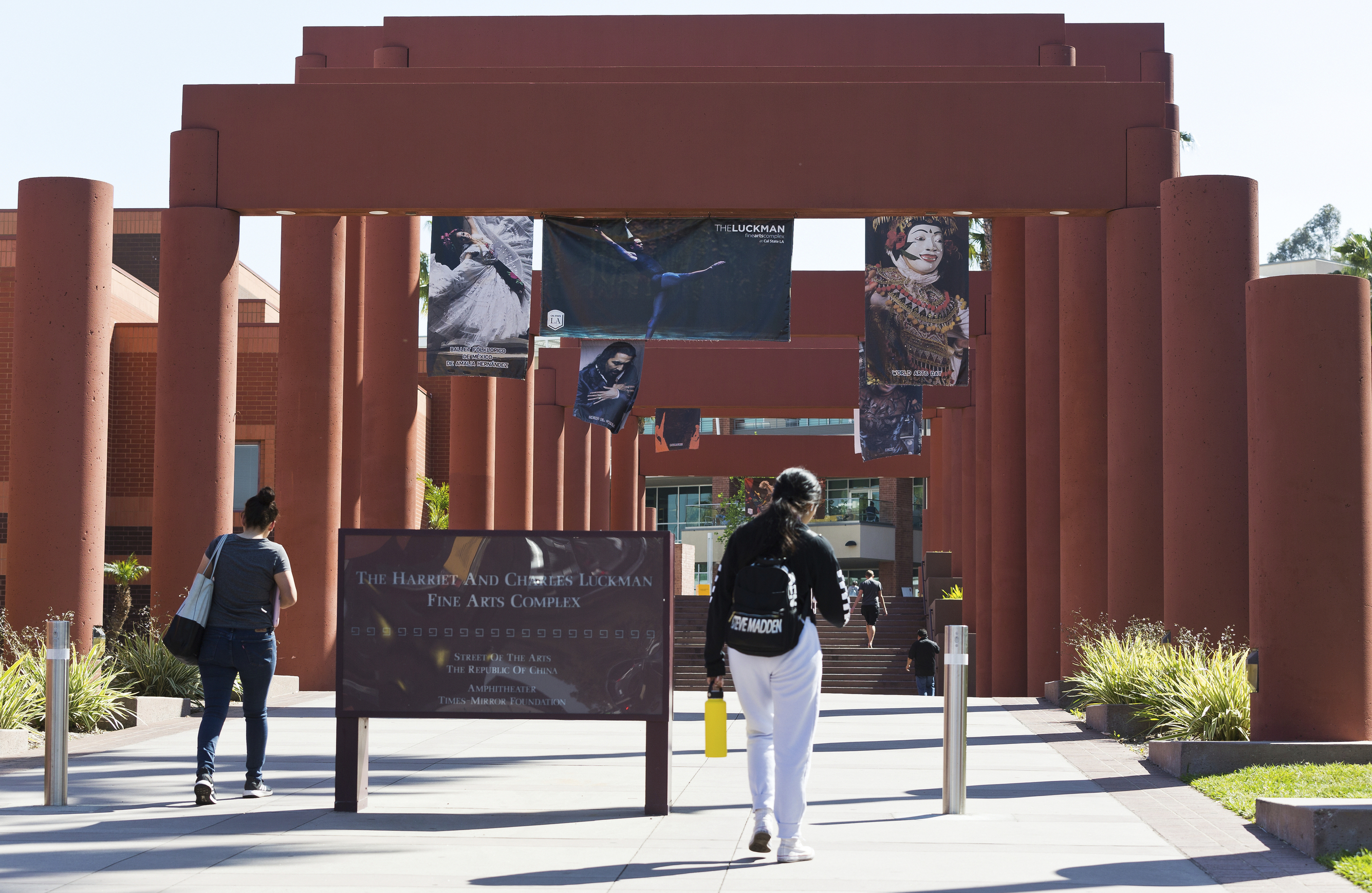 Students walk past the Harriet and Charles Luckman Fine Arts Complex at the The Cal State University, Los Angeles campus Thursday, April 25, 2019. Hundreds of students and staff at two Los Angeles universities, including Cal State University, have been placed under quarantine because they may have been exposed to measles and either have not been vaccinated or cannot verify that they are immune, officials said Thursday. (AP Photo/Damian Dovarganes) Students walk past the Harriet and Charles Luckman Fine Arts Complex at the The Cal State University, Los Angeles campus Thursday, April 25, 2019. Hundreds of students and staff at two Los Angeles universities, including Cal State University, have been placed under quarantine because they may have been exposed to measles and either have not been vaccinated or cannot verify that they are immune, officials said Thursday. (AP Photo/Damian Dovarganes)