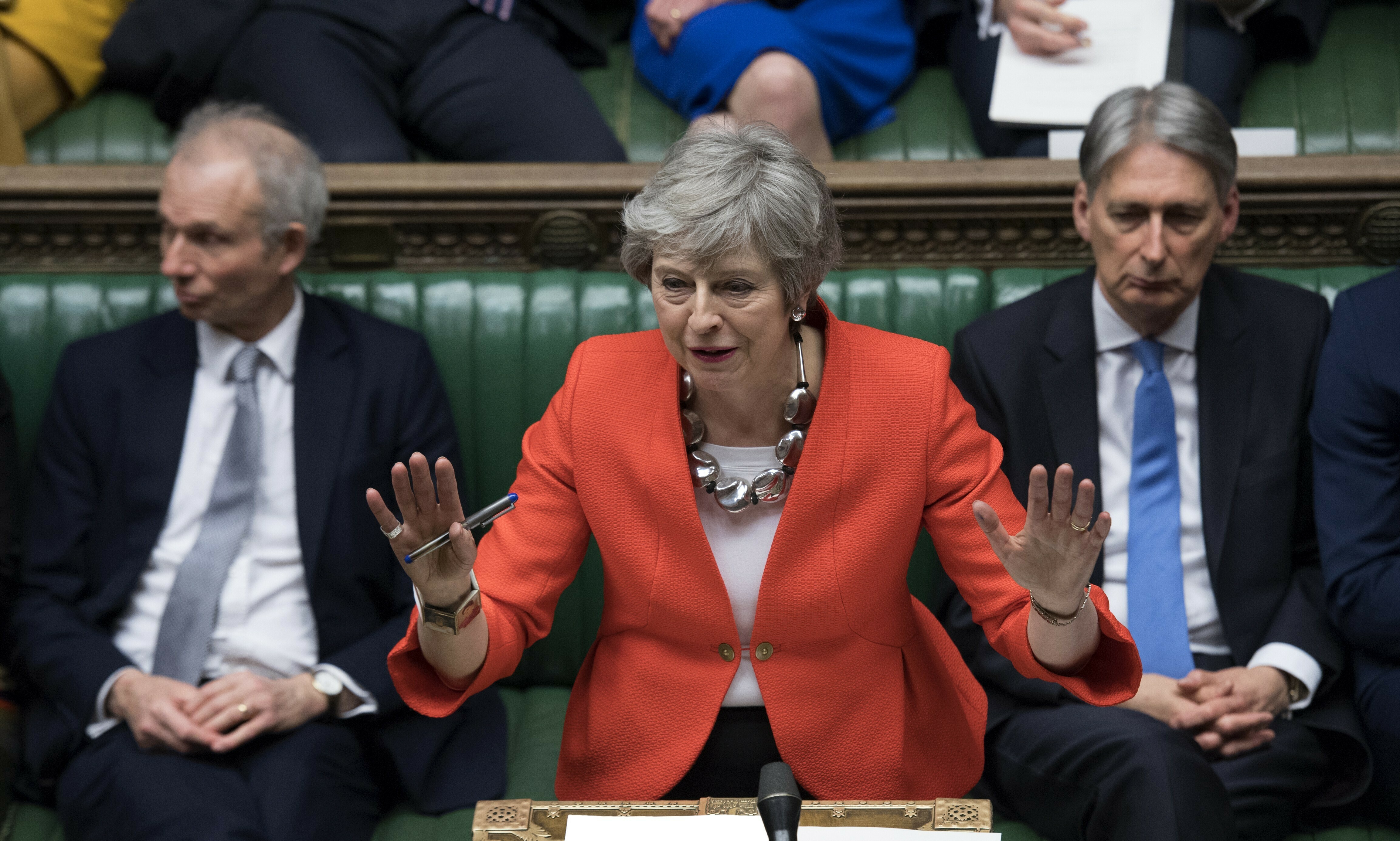 FILE - In this Tuesday March 12, 2019 file photo Britain's Prime Minister Theresa May speaks to lawmakers in parliament, London. Britain's love-hate relationship with the rest of Europe goes back decades, but the Brexit crisis gripping it today stems from dramatic January 2013 speech by Prime Minister David Cameron in which he promised an FILE - In this Tuesday March 12, 2019 file photo Britain's Prime Minister Theresa May speaks to lawmakers in parliament, London. Britain's love-hate relationship with the rest of Europe goes back decades, but the Brexit crisis gripping it today stems from dramatic January 2013 speech by Prime Minister David Cameron in which he promised an