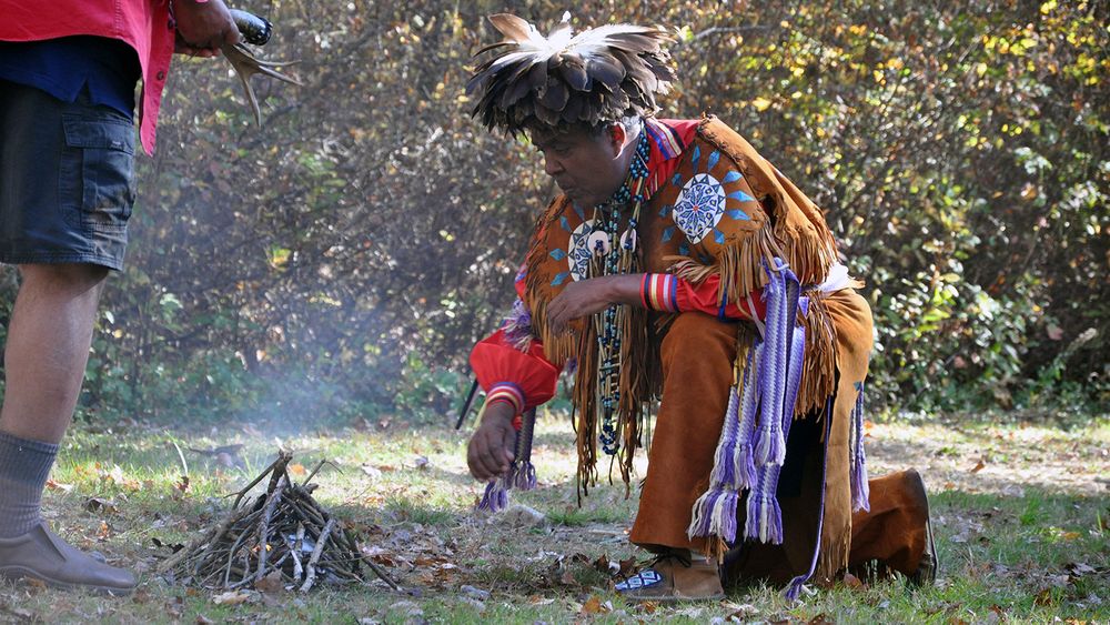 Narragansett Indian Tribe Chief Sachem Anthony Dean Stanton at Saturday’s event.