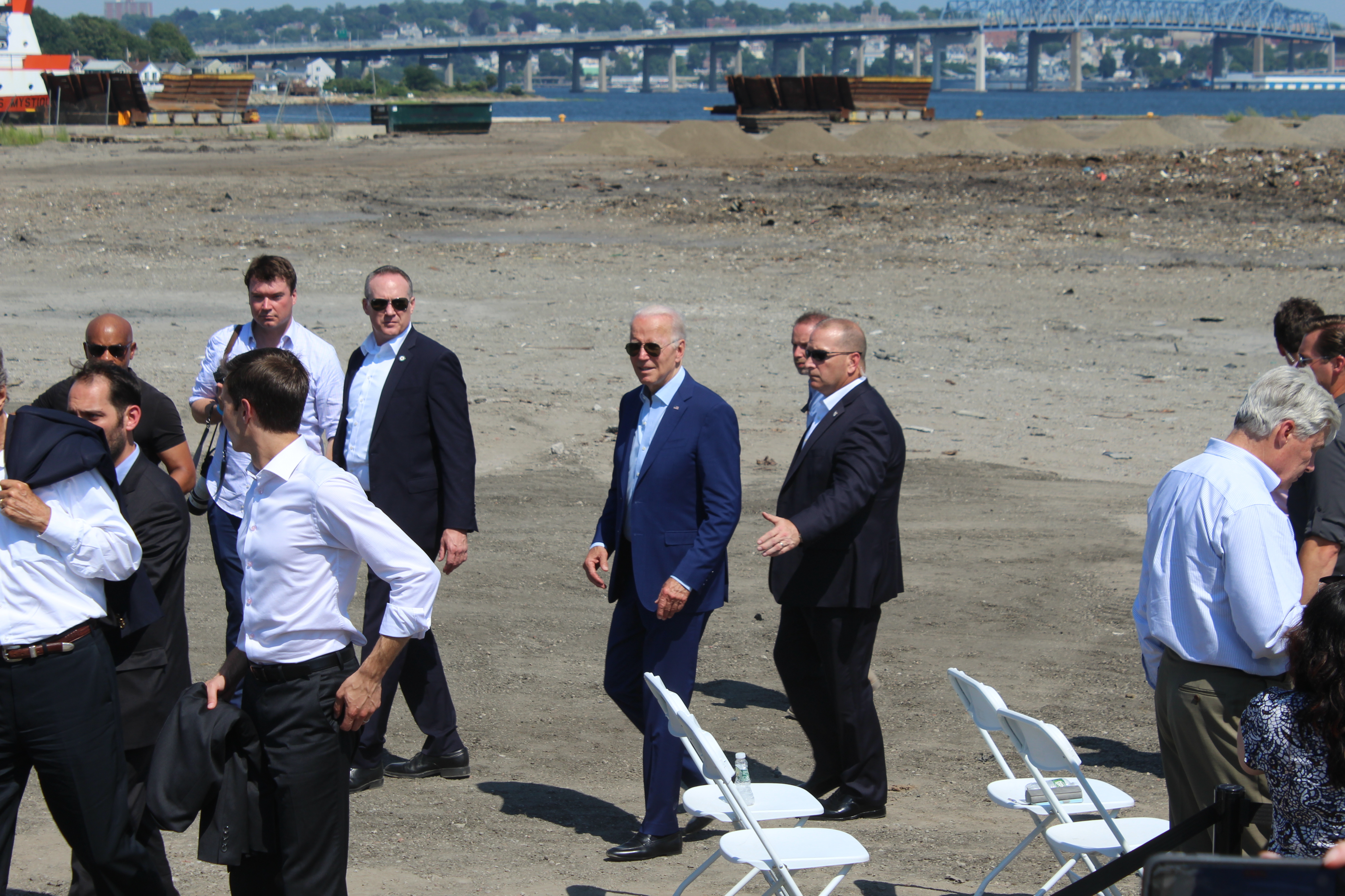 President Biden visited Brayton Point less than a week after negotiations for a major climate spending package fell apart.