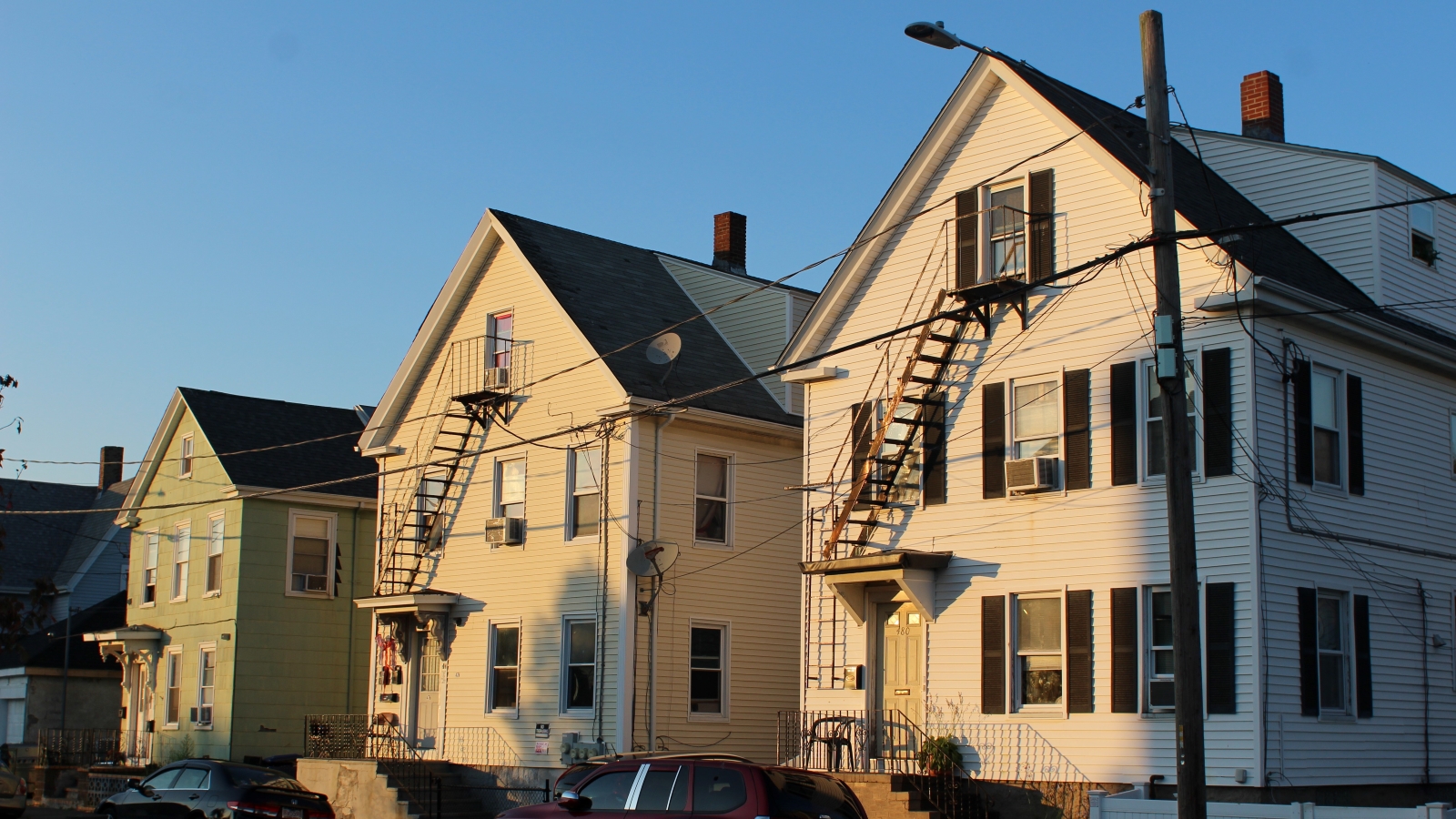 A row of apartment houses in New Bedford's South End.