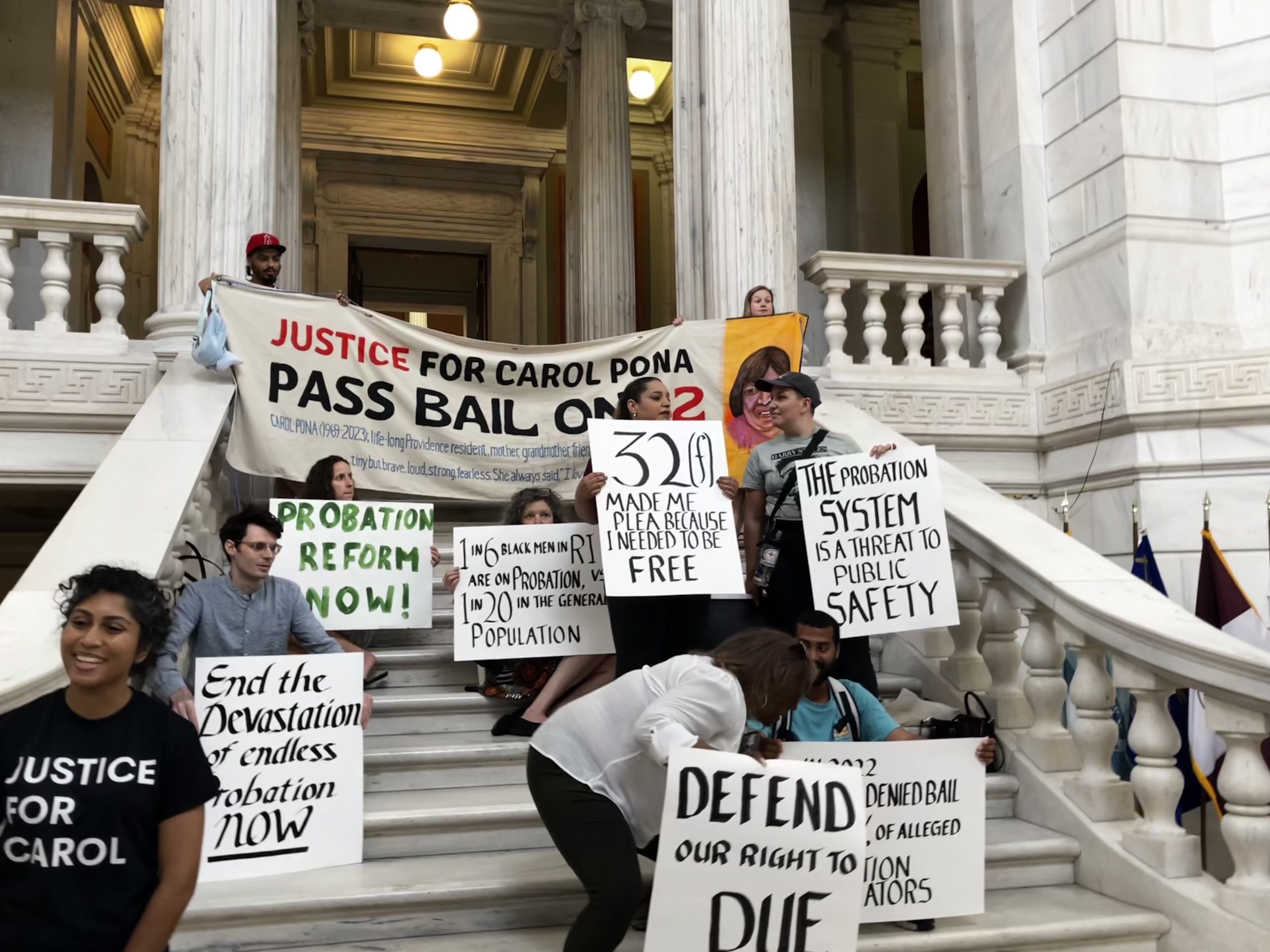 At the Rhode Island state capitol building, activists rallied Wednesday to show their outcry against the likely death of some criminal justice reform bills. 