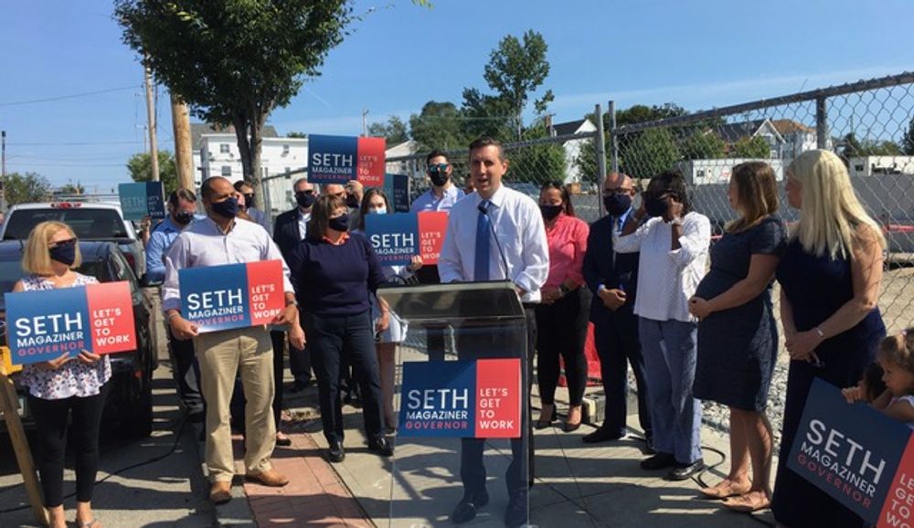 Magaziner during his campaign announcement in September
