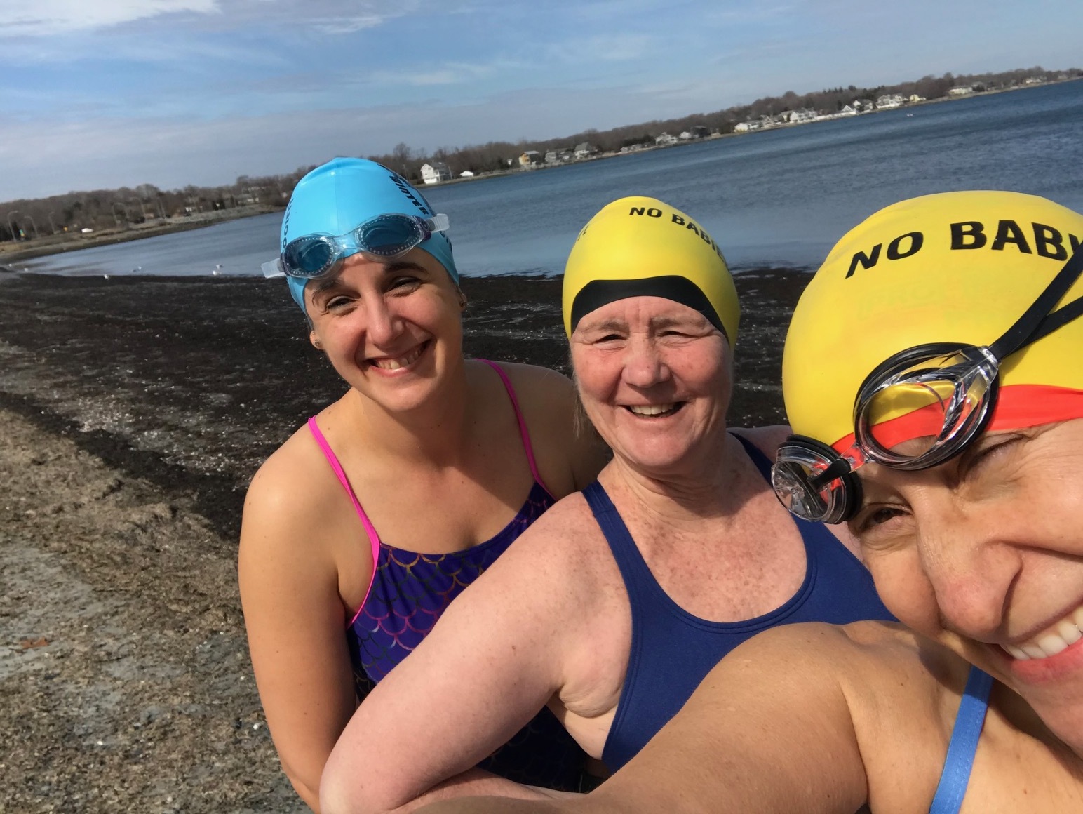 Days before COVID lockdown, Natalie Coletta, right, takes a selfie with Cheryl Hatch, center, and Christina Lorenson in Potter Cover in Jamestown, Rhode Island, on March 10, 2020
