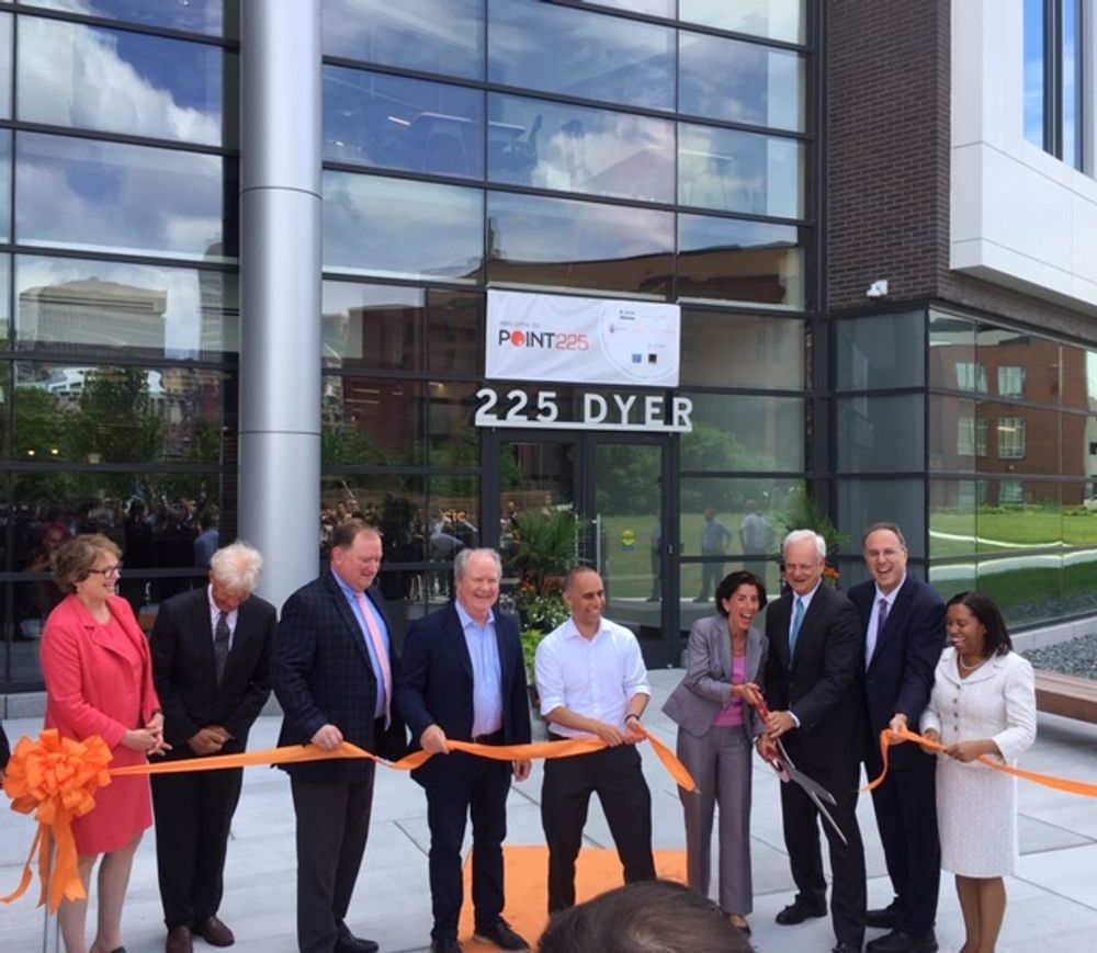 Then-Gov. Raimondo and other officials at a ribbon-cutting for 225 Dyer Street, also known as the Wexford Innovation Center, in 2019