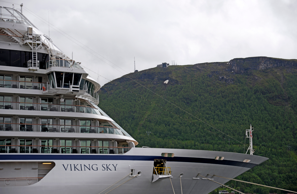 The cruise ship Viking Sky after it sent out a Mayday signal because of engine failure in windy conditions off the west coast of Norway, Saturday March 23, 2019. The Viking Sky is forced to evacuate its 1,300 passengers. (Rune Stoltz Bertinussen / NTB scanpix via AP) The cruise ship Viking Sky after it sent out a Mayday signal because of engine failure in windy conditions off the west coast of Norway, Saturday March 23, 2019. The Viking Sky is forced to evacuate its 1,300 passengers. (Rune Stoltz Bertinussen / NTB scanpix via AP)