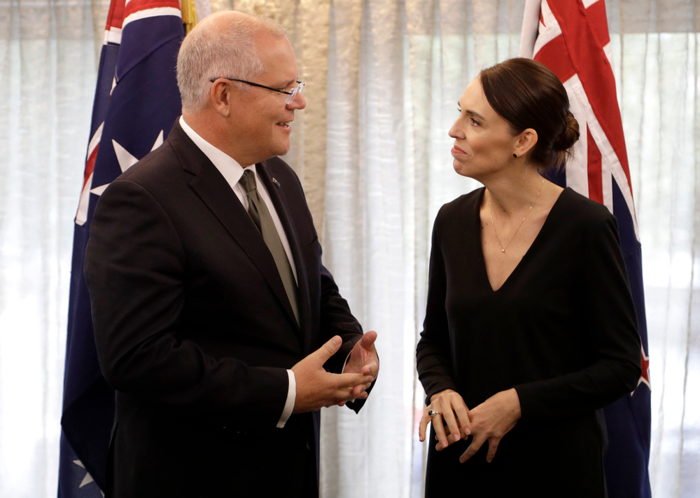 New Zealand Prime Minister Jacinda Ardern, right, talks with Australian Prime Minister Scott Morrison at a bilateral meeting following a national remembrance service for the victims of the March 15 mosques terrorist attack in Christchurch, New Zealand, Friday, March 29, 2019. (AP Photo/Mark Baker, Pool) New Zealand Prime Minister Jacinda Ardern, right, talks with Australian Prime Minister Scott Morrison at a bilateral meeting following a national remembrance service for the victims of the March 15 mosques terrorist attack in Christchurch, New Zealand, Friday, March 29, 2019. (AP Photo/Mark Baker, Pool)