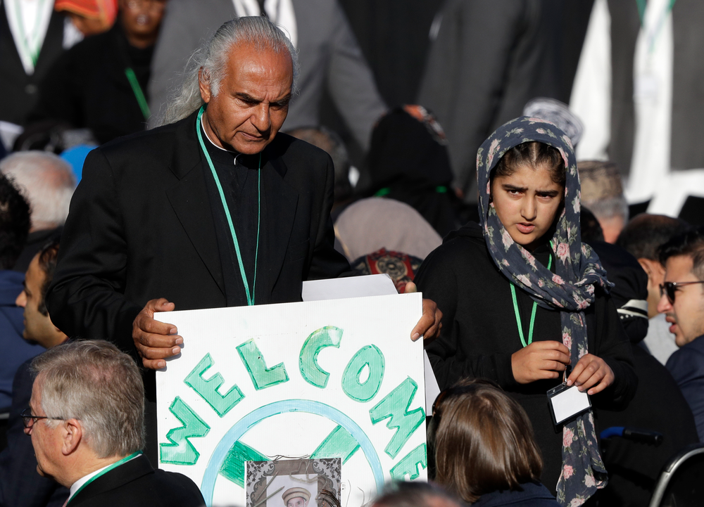 Guests arrive for the national remembrance service in Hagley Park for the victims of the March 15 mosques terrorist attack in Christchurch, New Zealand, Friday, March 29, 2019. (AP Photo/Mark Baker) Guests arrive for the national remembrance service in Hagley Park for the victims of the March 15 mosques terrorist attack in Christchurch, New Zealand, Friday, March 29, 2019. (AP Photo/Mark Baker)