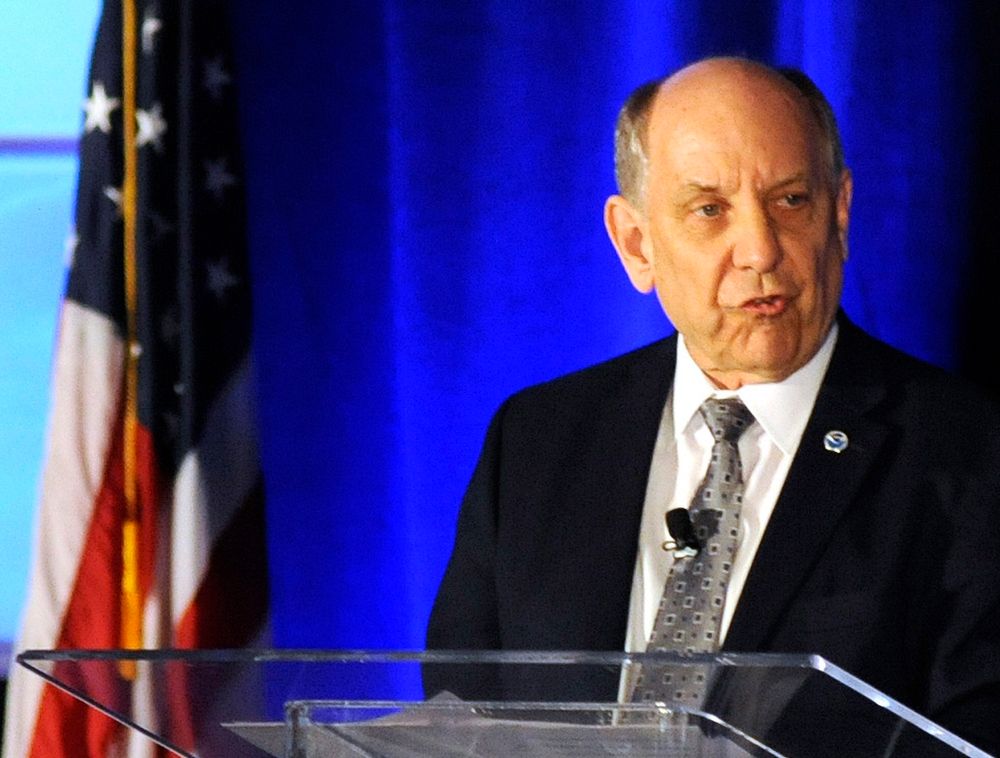 National Weather Service Director Louis Uccellini addresses a meeting of the National Weather Association in Huntsville, Ala., Monday, Sept. 9, 2019. Uccellini defended forecasters who contradicted President Donald Trump's claim that Hurricane Dorian posed a threat to Alabama as it approached the United States. (AP Photo/Jay Reeves) National Weather Service Director Louis Uccellini addresses a meeting of the National Weather Association in Huntsville, Ala., Monday, Sept. 9, 2019. Uccellini defended forecasters who contradicted President Donald Trump's claim that Hurricane Dorian posed a threat to Alabama as it approached the United States. (AP Photo/Jay Reeves)
