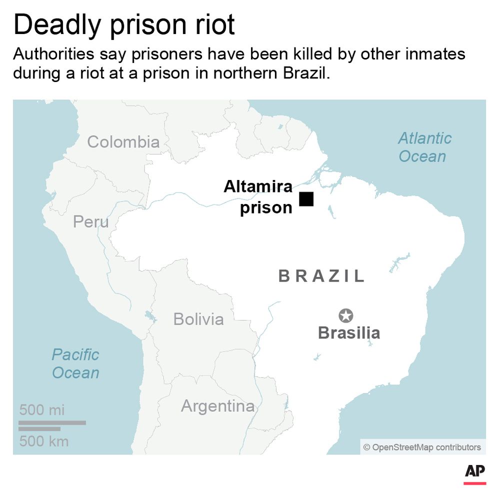 Adds jpeg; map shows location of Brazil prison riot; 2c x 3 1/2 inches; 96.3 mm x 88 mm; Adds jpeg; map shows location of Brazil prison riot; 2c x 3 1/2 inches; 96.3 mm x 88 mm;