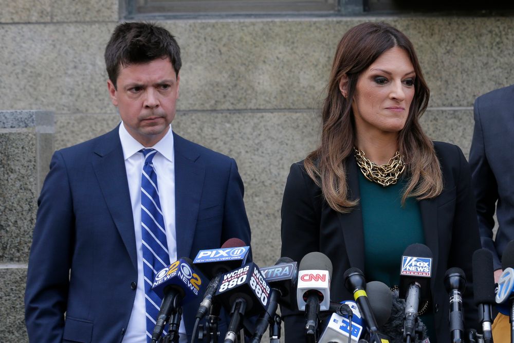 Lawyers, from left, Damon Cheronis and Donna Rotunno, representing former movie mogul Harvey Weinstein, speak to reporters in front of State Supreme Court following a hearing related to Weinstein's sexual assault case, Thursday, July 11, 2019, in New York. (AP Photo/Seth Wenig) Lawyers, from left, Damon Cheronis and Donna Rotunno, representing former movie mogul Harvey Weinstein, speak to reporters in front of State Supreme Court following a hearing related to Weinstein's sexual assault case, Thursday, July 11, 2019, in New York. (AP Photo/Seth Wenig)