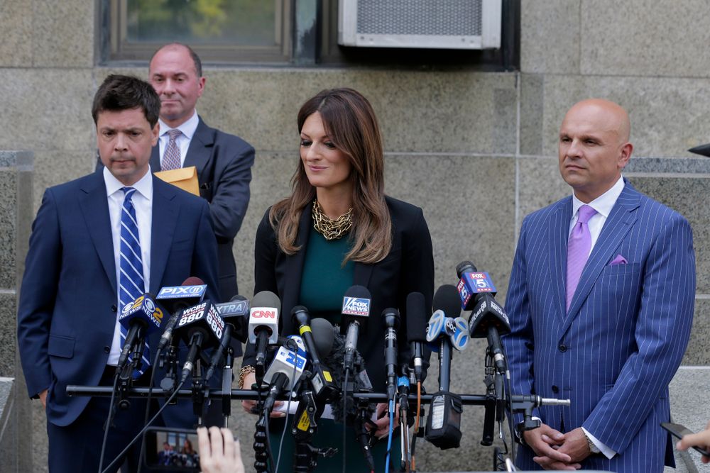 Lawyers, from left, Damon Cheronis, Donna Rotunno and Arthur Aidala, representing former movie mogul Harvey Weinstein, speak to reporters in front of State Supreme Court following a hearing related to Weinstein's sexual assault case, Thursday, July 11, 2019, in New York. (AP Photo/Seth Wenig) Lawyers, from left, Damon Cheronis, Donna Rotunno and Arthur Aidala, representing former movie mogul Harvey Weinstein, speak to reporters in front of State Supreme Court following a hearing related to Weinstein's sexual assault case, Thursday, July 11, 2019, in New York. (AP Photo/Seth Wenig)