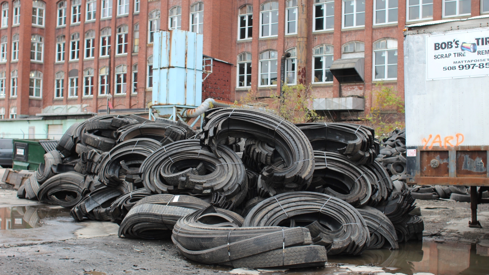 Bob's Tire is a tire recycling plant in New Bedford's North End. 
